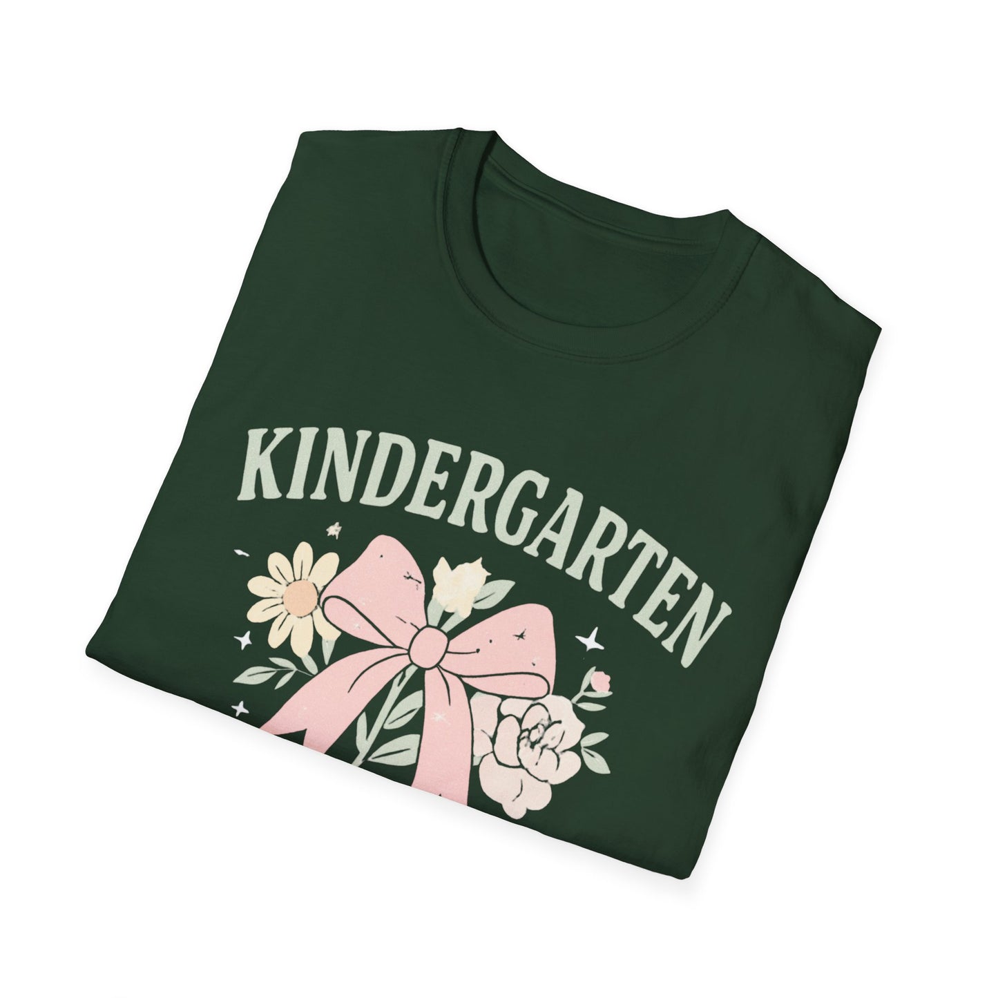 Kindergarten Teacher T-Shirt — Floral Bow Design, Cute Teacher Gift for Women
