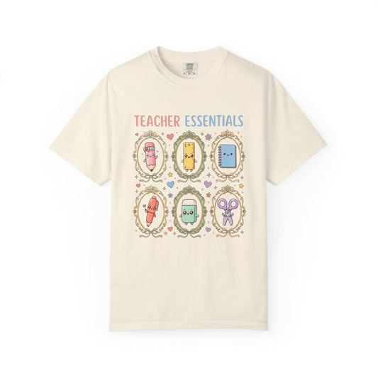 Teacher Essentials T-Shirt — Cute Classroom Supplies Graphic Tee