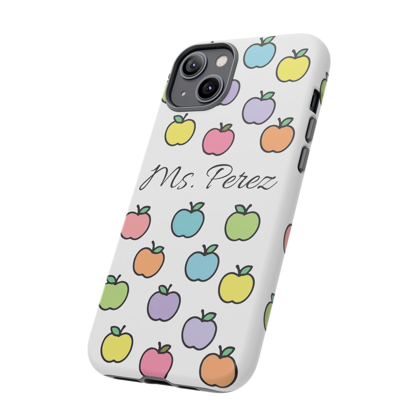 Personalized Teacher Apple Phone Case | Custom Name Teacher iPhone Case | Cute Apple Pattern Phone Case | Teacher Gift