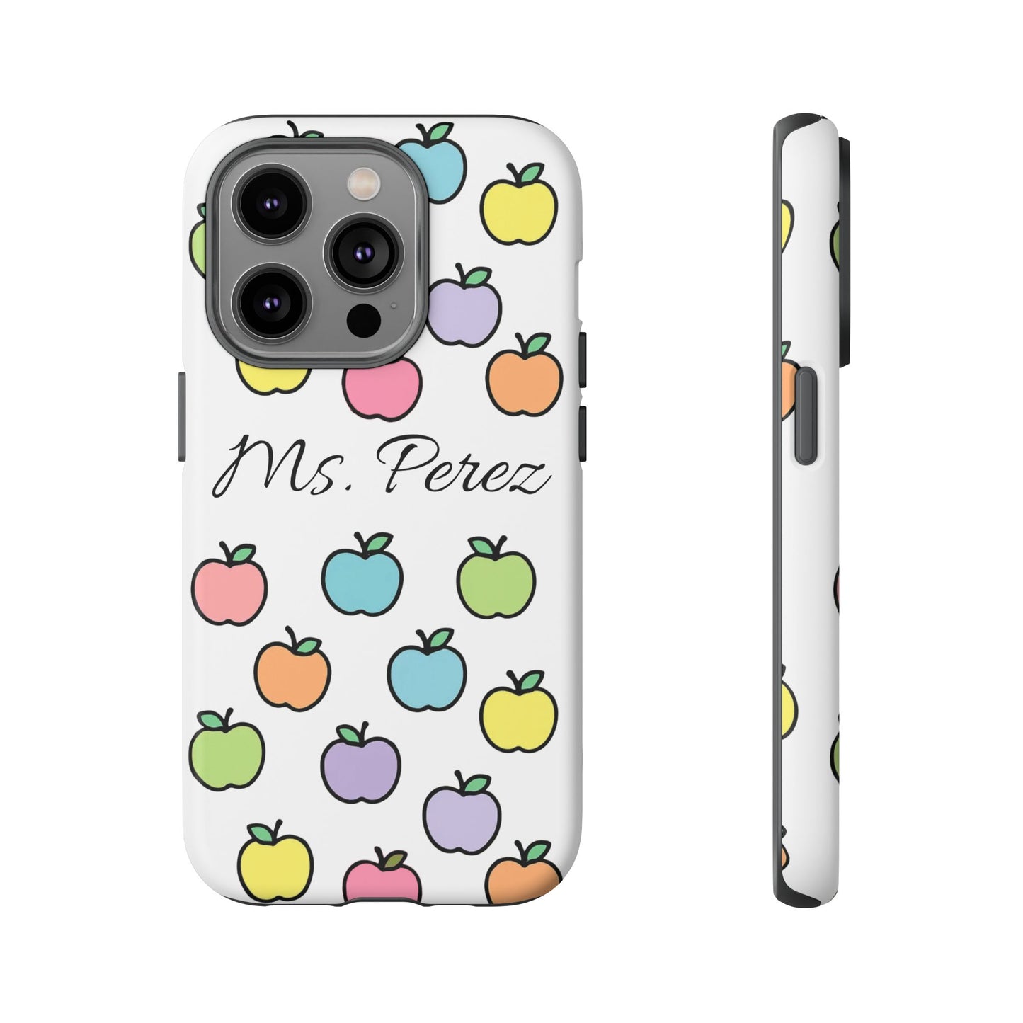 Personalized Teacher Apple Phone Case | Custom Name Teacher iPhone Case | Cute Apple Pattern Phone Case | Teacher Gift