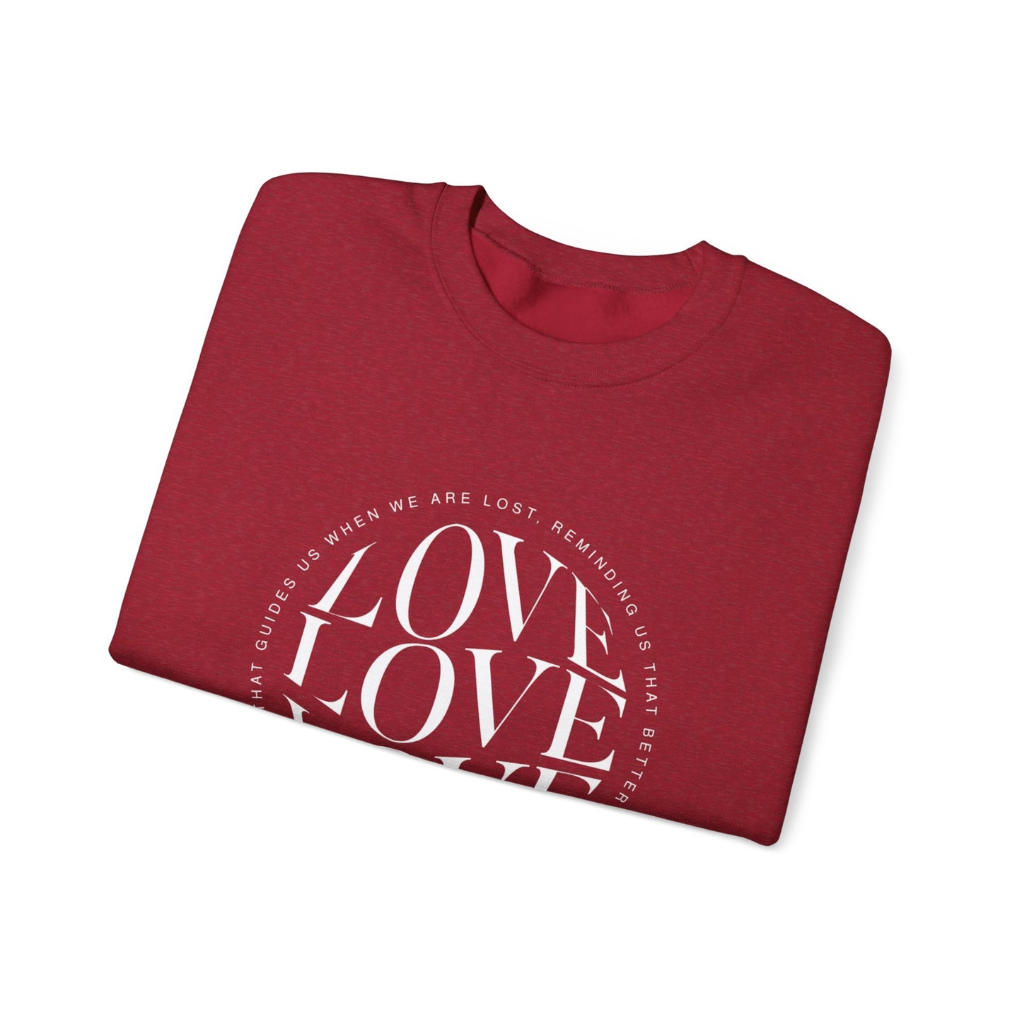 Love Circle Crewneck Sweatshirt — 'LOVE LOVE LOVE' Graphic Pullover