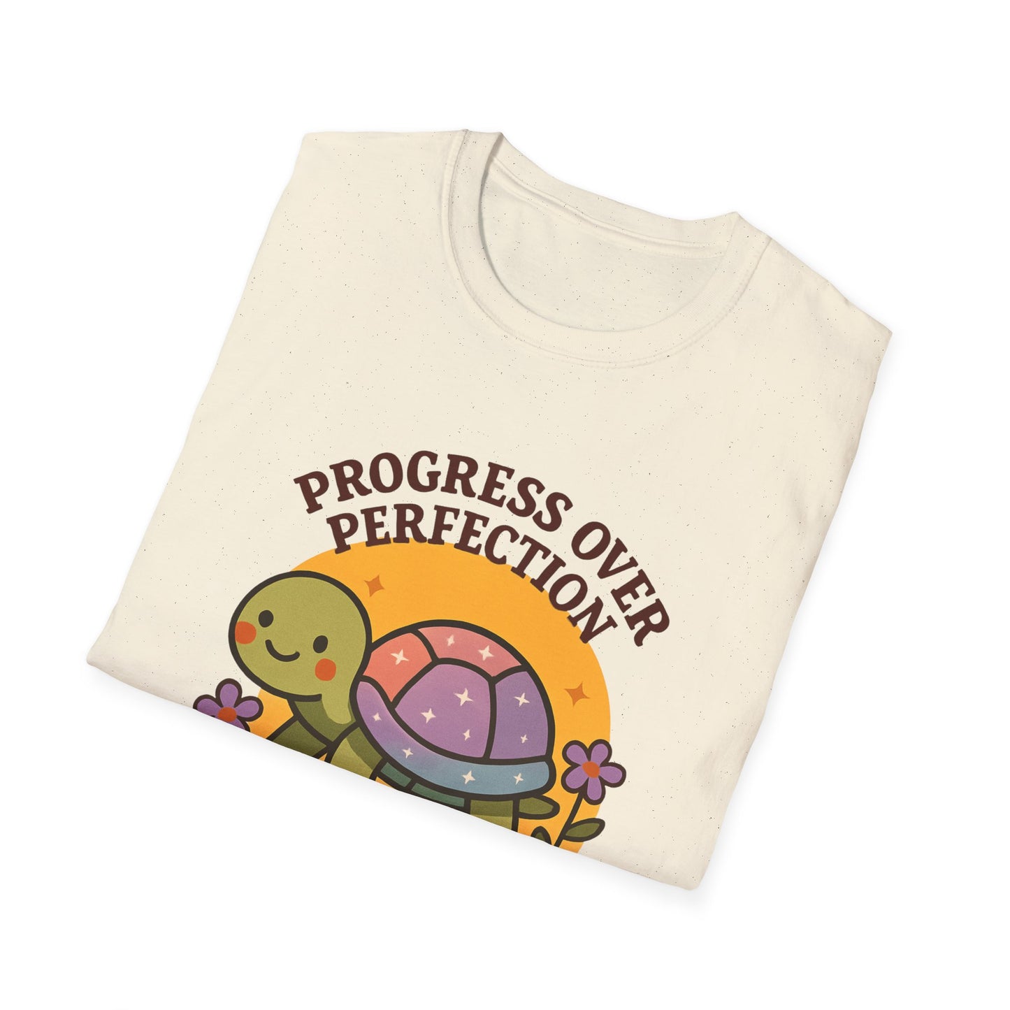Progress Over Perfection Shirt – Cute Turtle Graphic Tee, Comfort Colors Inspired, Growth Mindset T-Shirt for Teachers, Students & Everyday Wear