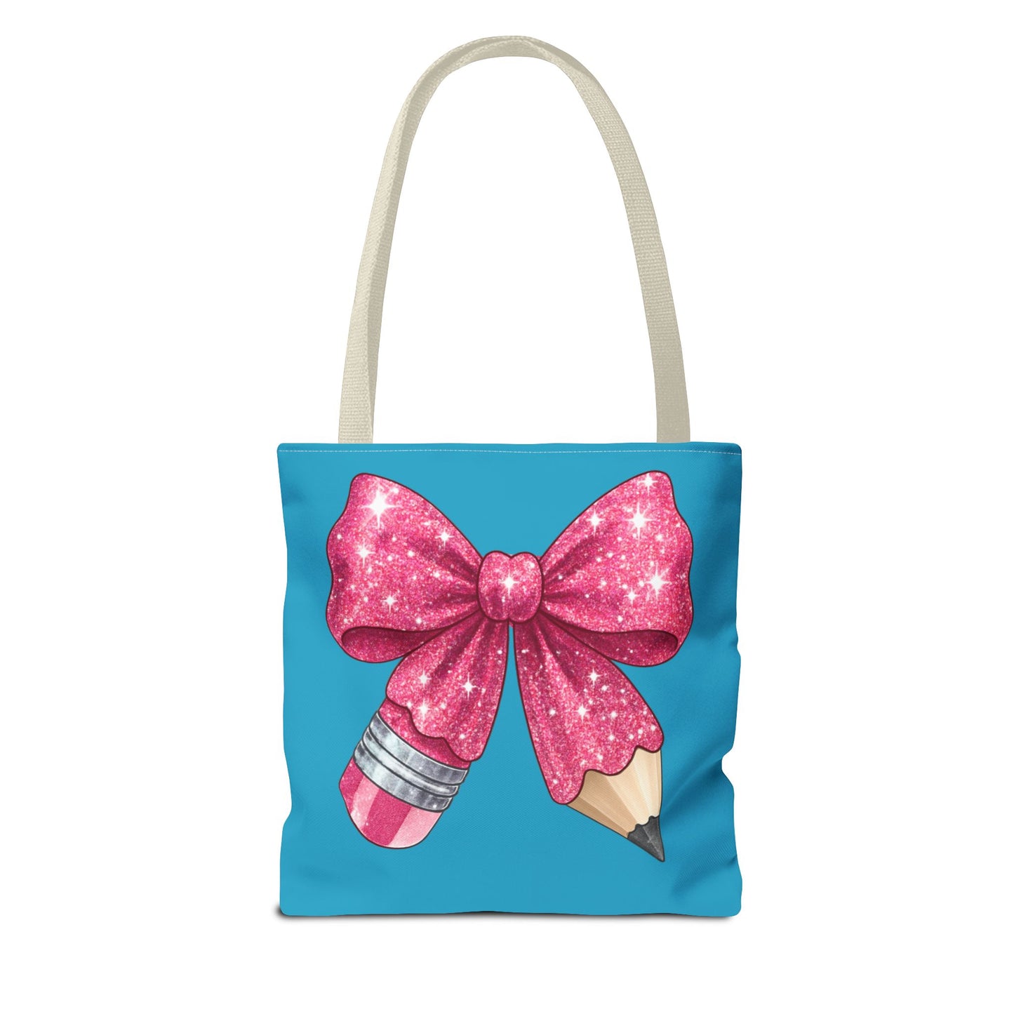 Pink Glitter Pencil & Eraser Tote Bag — Cute Teacher Gift