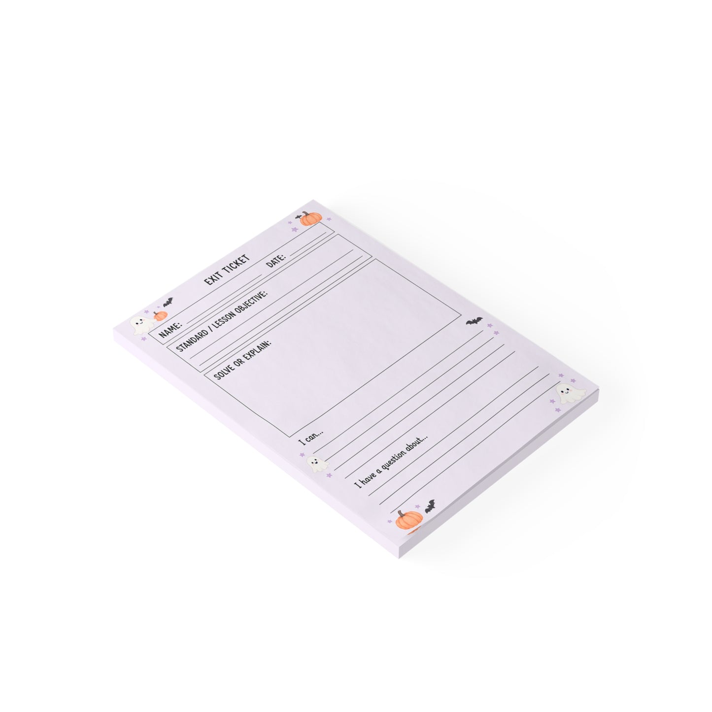Halloween Classroom Exit Ticket Post-it® Pad, 4x6 Formative Assessment