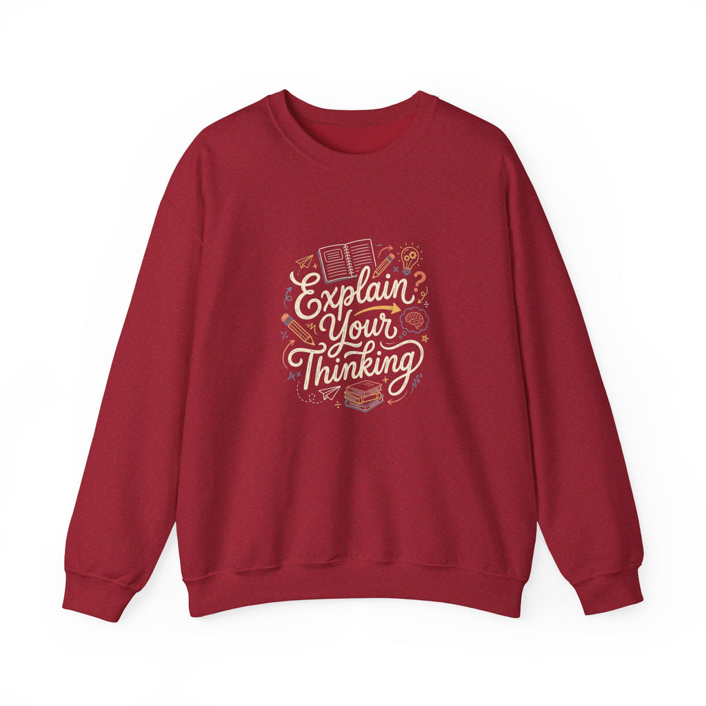 Explain Your Thinking Sweatshirt — Teacher & Tutor Coffee Cozy Crewneck