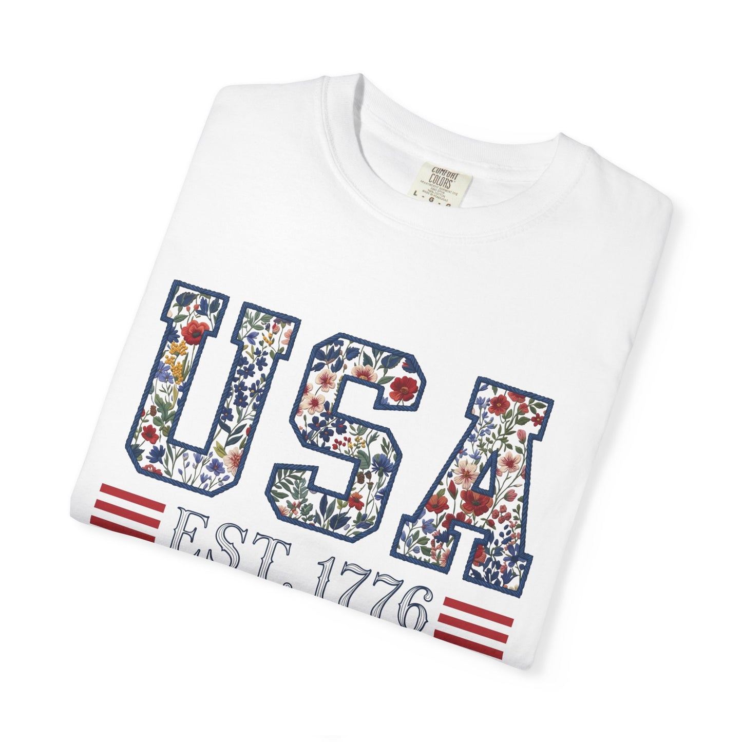 Floral USA Comfort Colors Teacher Shirt: Patriotic History Teacher Tee