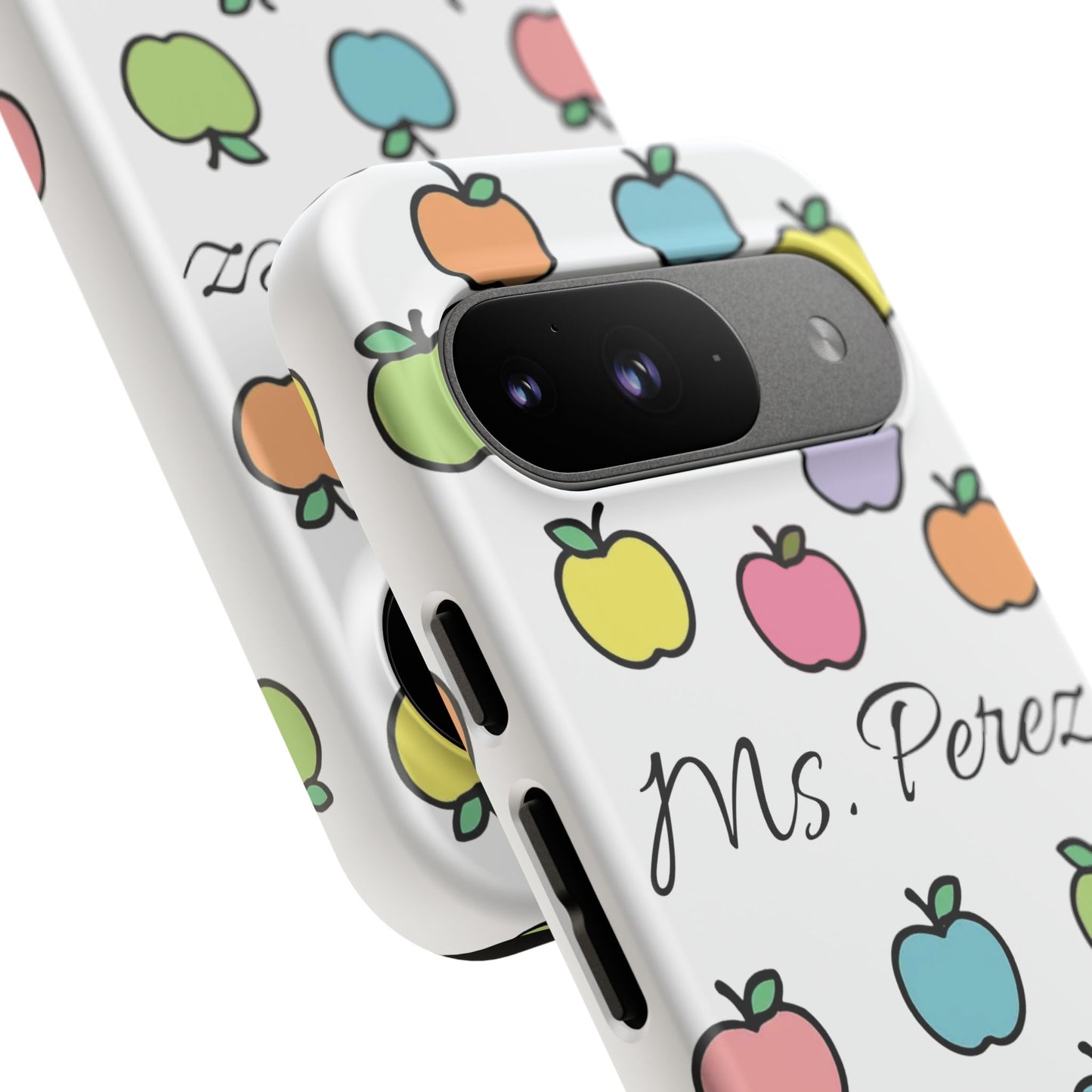 Personalized Teacher Apple Phone Case | Custom Name Teacher iPhone Case | Cute Apple Pattern Phone Case | Teacher Gift