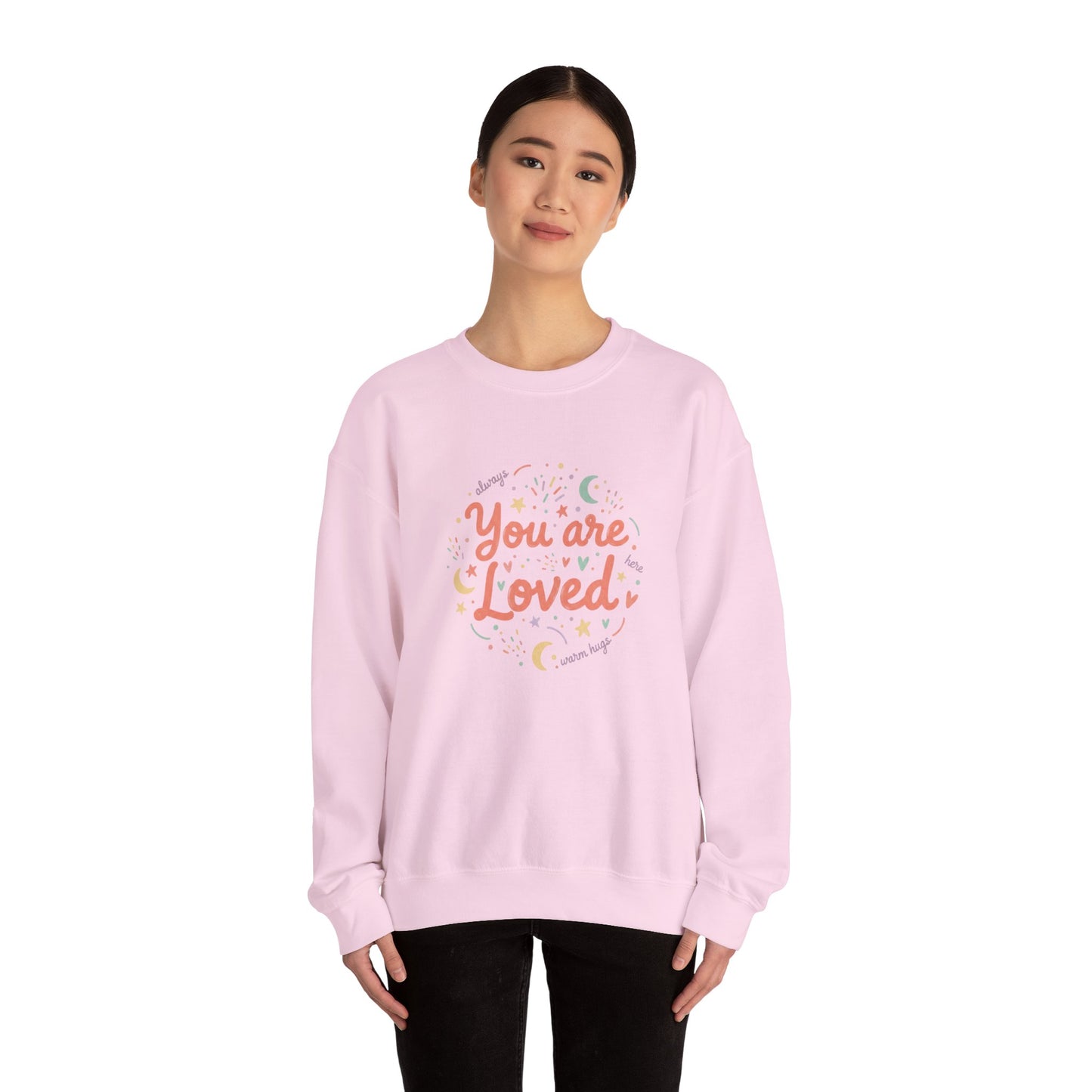 You Are Loved Crewneck Sweatshirt | handwritten doodle design, sketch aesthetic