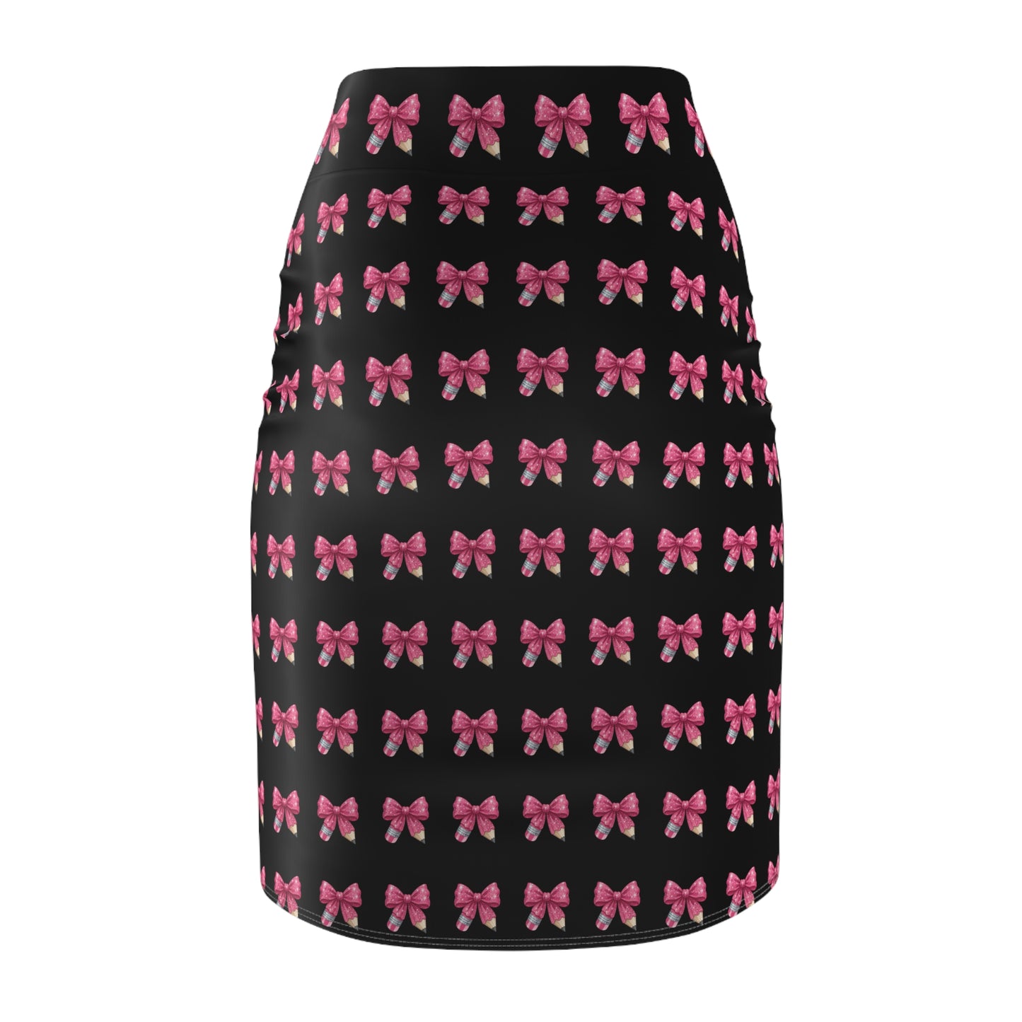 Pink Bow Pattern Pencil Skirt — Cute Valentine’s Day Feminine Workwear