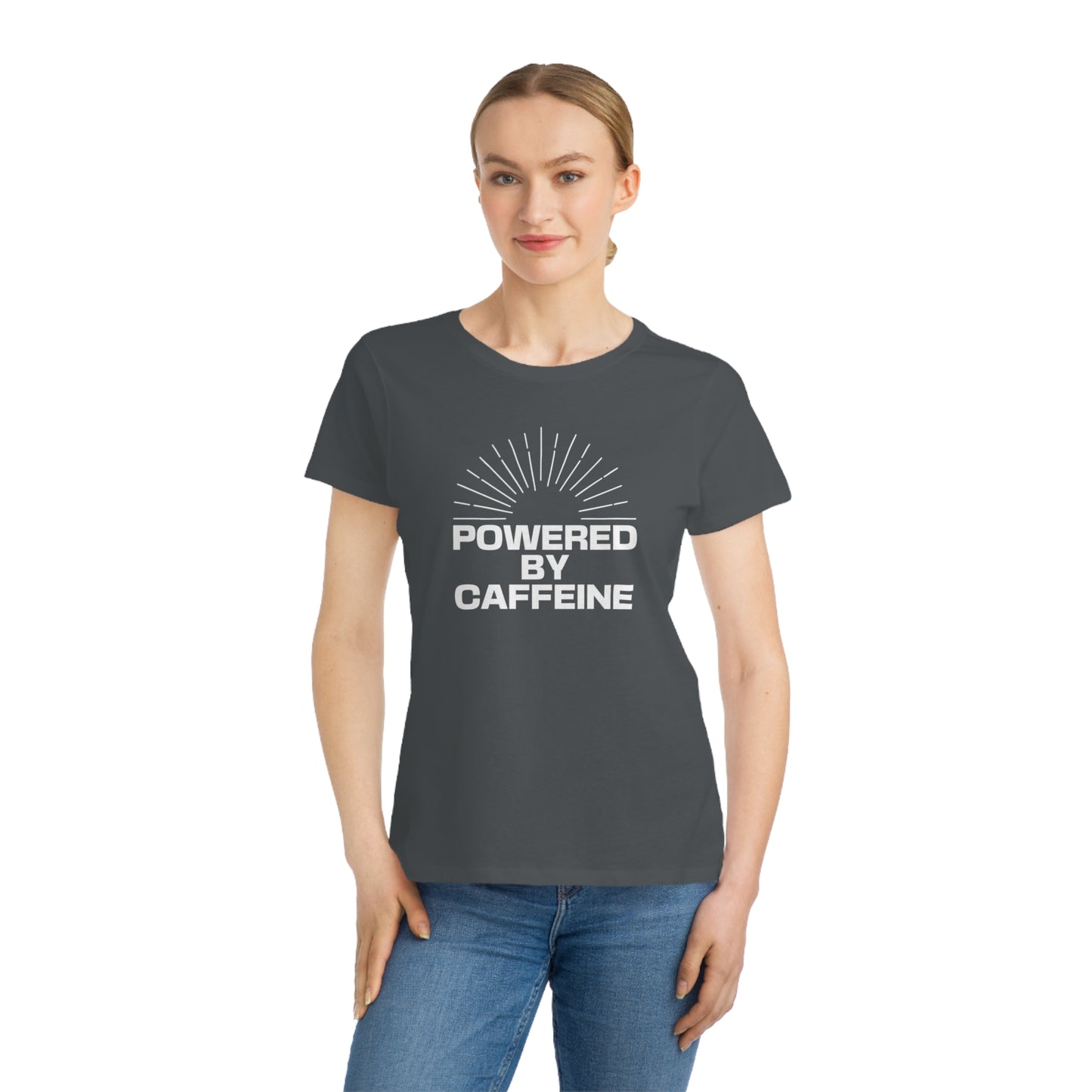 Powered by Caffeine Women's T‑Shirt — Coffee Lover Organic Tee