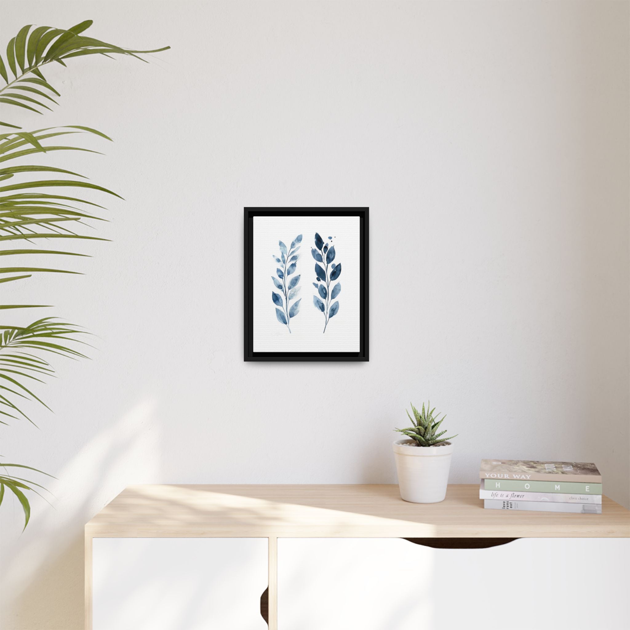 Elegant Framed Canvas Art Print, Watercolor Leaf Design, Botanical Wall Decor For Home, Nature-Inspired Gift, Modern Wall Art