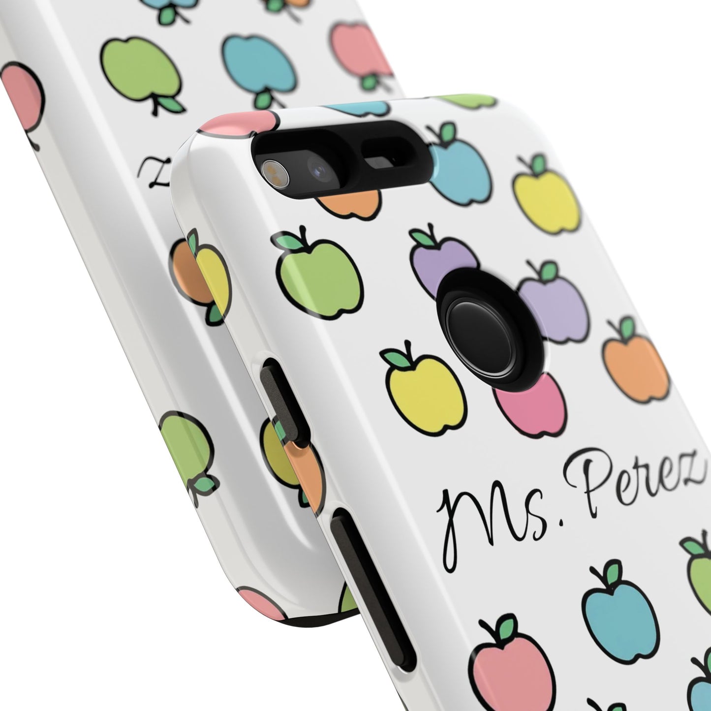 Personalized Teacher Apple Phone Case | Custom Name Teacher iPhone Case | Cute Apple Pattern Phone Case | Teacher Gift