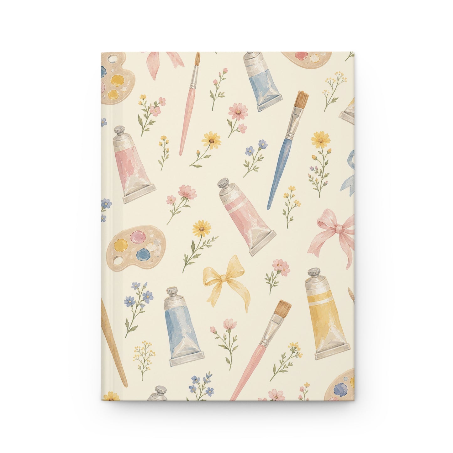 Art Teacher Hardcover Journal: Paint Brush, Palette and Floral Notebook with 150 Lined Pages