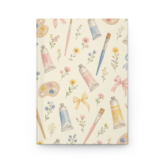 Art Teacher Hardcover Journal: Paint Brush, Palette and Floral Notebook with 150 Lined Pages