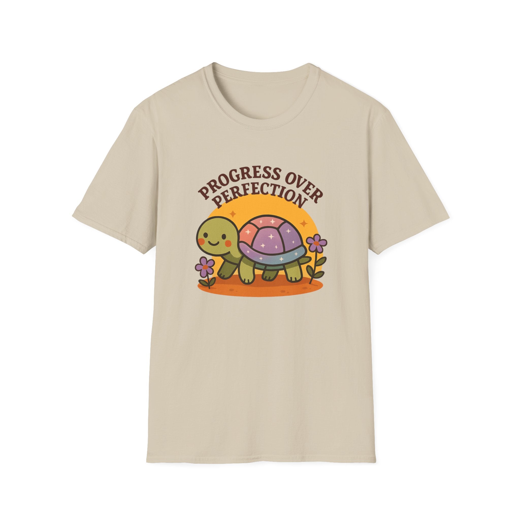 Progress Over Perfection Shirt – Cute Turtle Graphic Tee, Comfort Colors Inspired, Growth Mindset T-Shirt for Teachers, Students & Everyday Wear