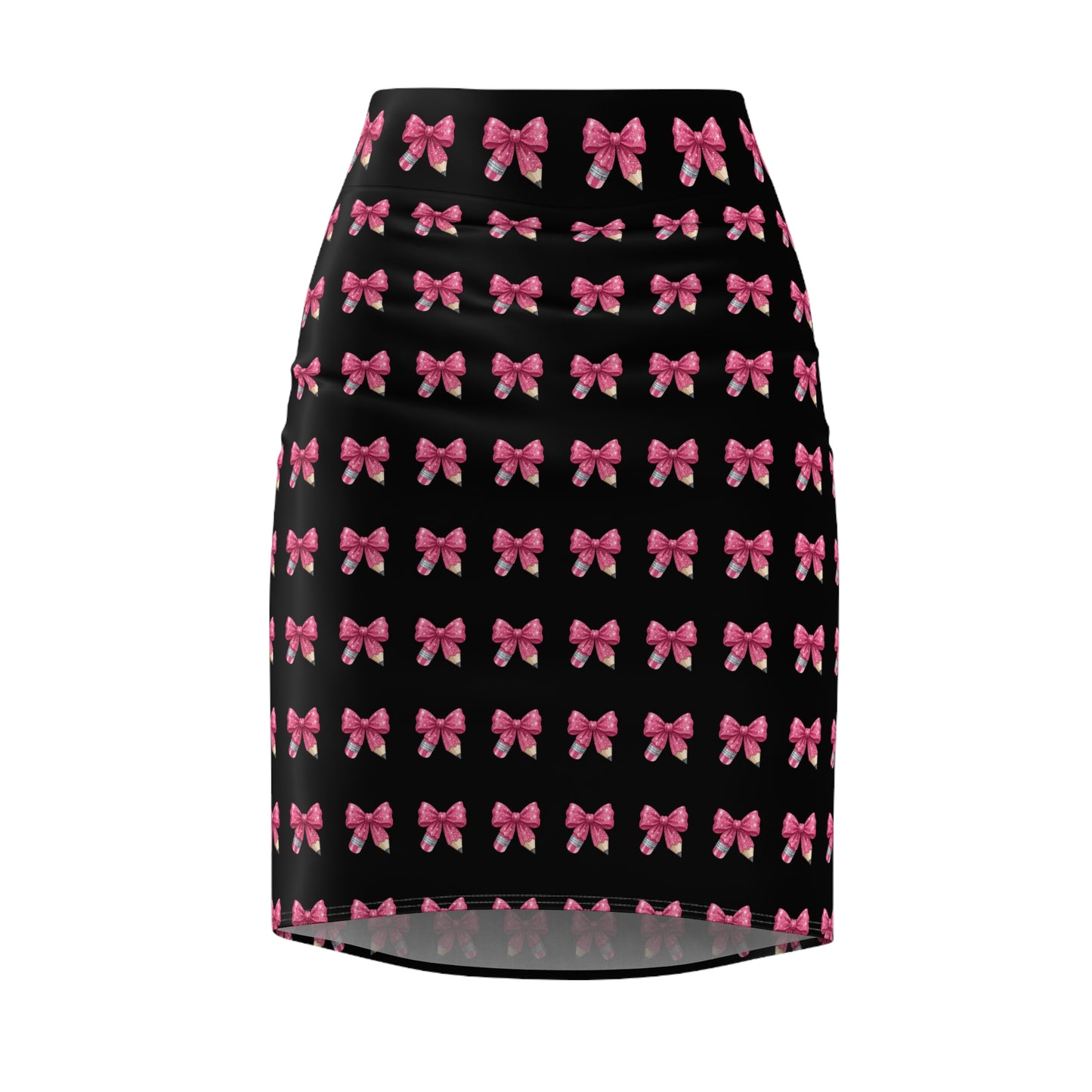 Pink Bow Pattern Pencil Skirt — Cute Valentine’s Day Feminine Workwear