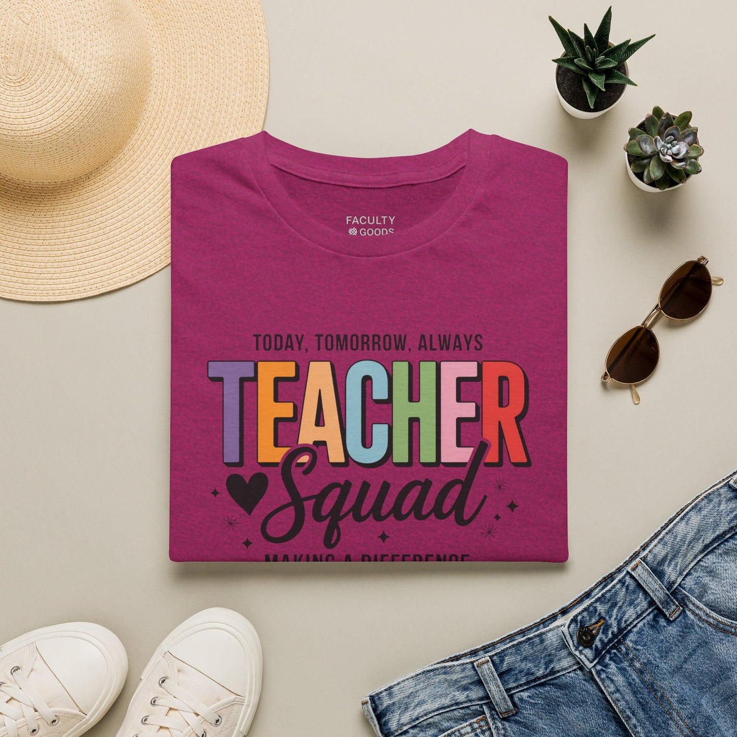 Teacher Squad Cotton T-Shirt: Colorful Matching Tee for Teacher Besties, S-4XL