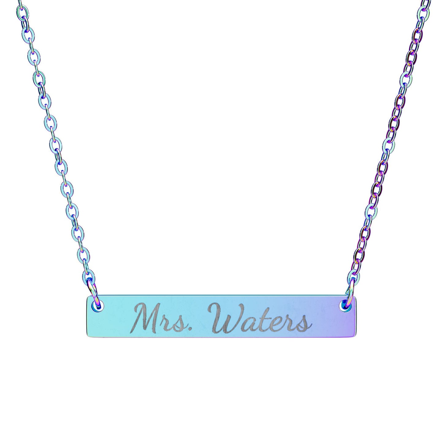 Personalized Teacher Necklace, Custom Engraved Bar Necklace for Mrs or Ms Name, Teacher Appreciation Gift from Student or Class