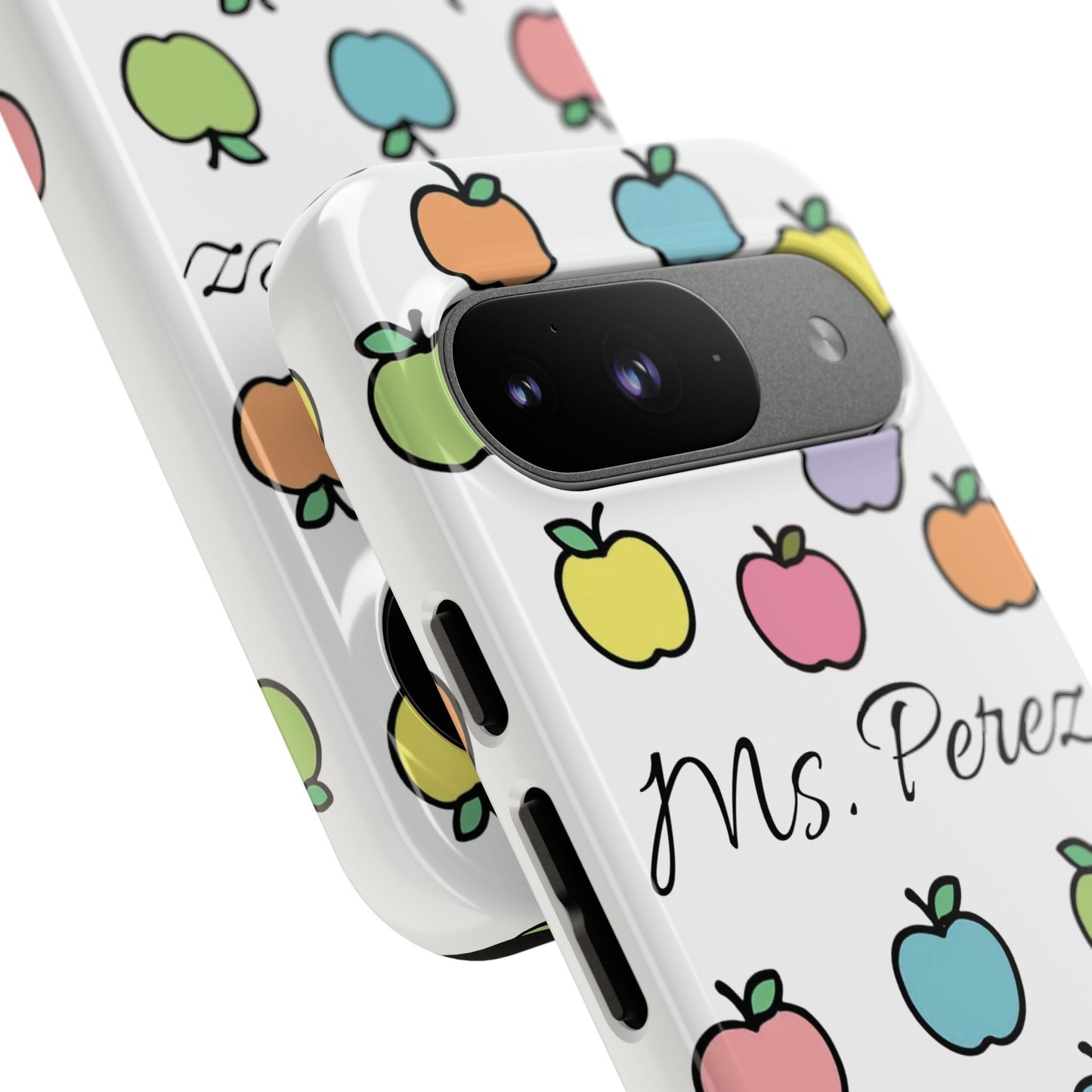 Personalized Teacher Apple Phone Case | Custom Name Teacher iPhone Case | Cute Apple Pattern Phone Case | Teacher Gift