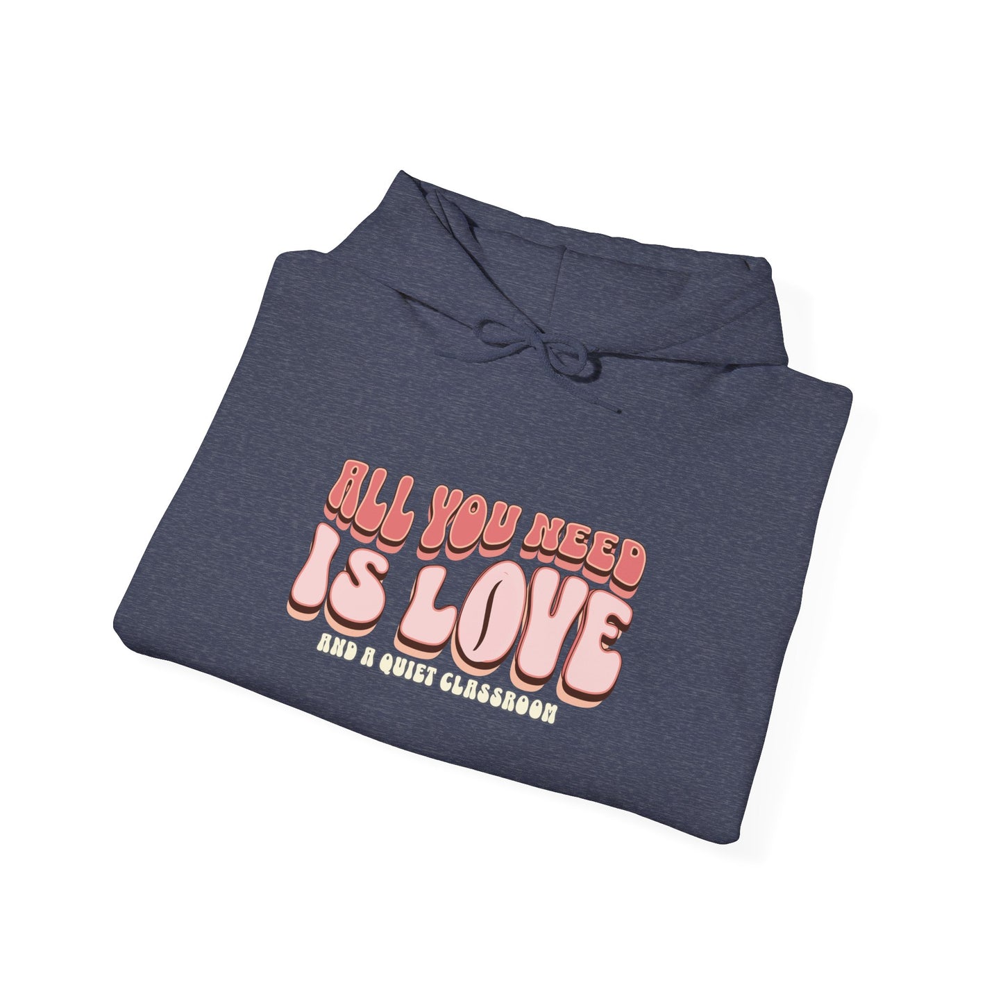 All You Need Is Love Hoodie — Retro Pink Typography Valentine's Sweatshirt