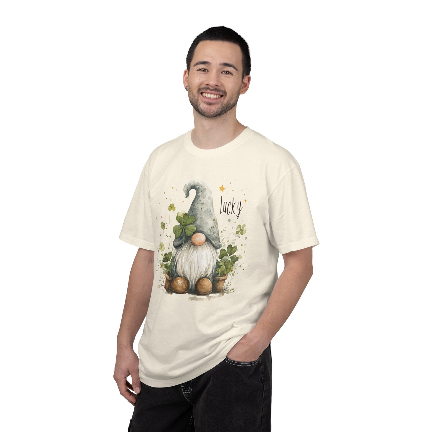 St. Patrick's Gnome T-Shirt — "Lucky" Shamrock Garden Tee