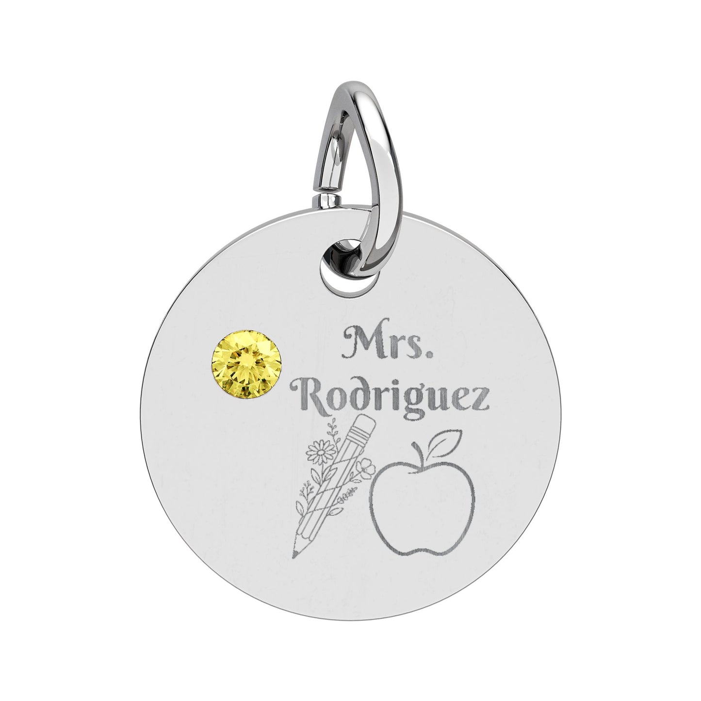 Personalized Teacher Birthstone Charm