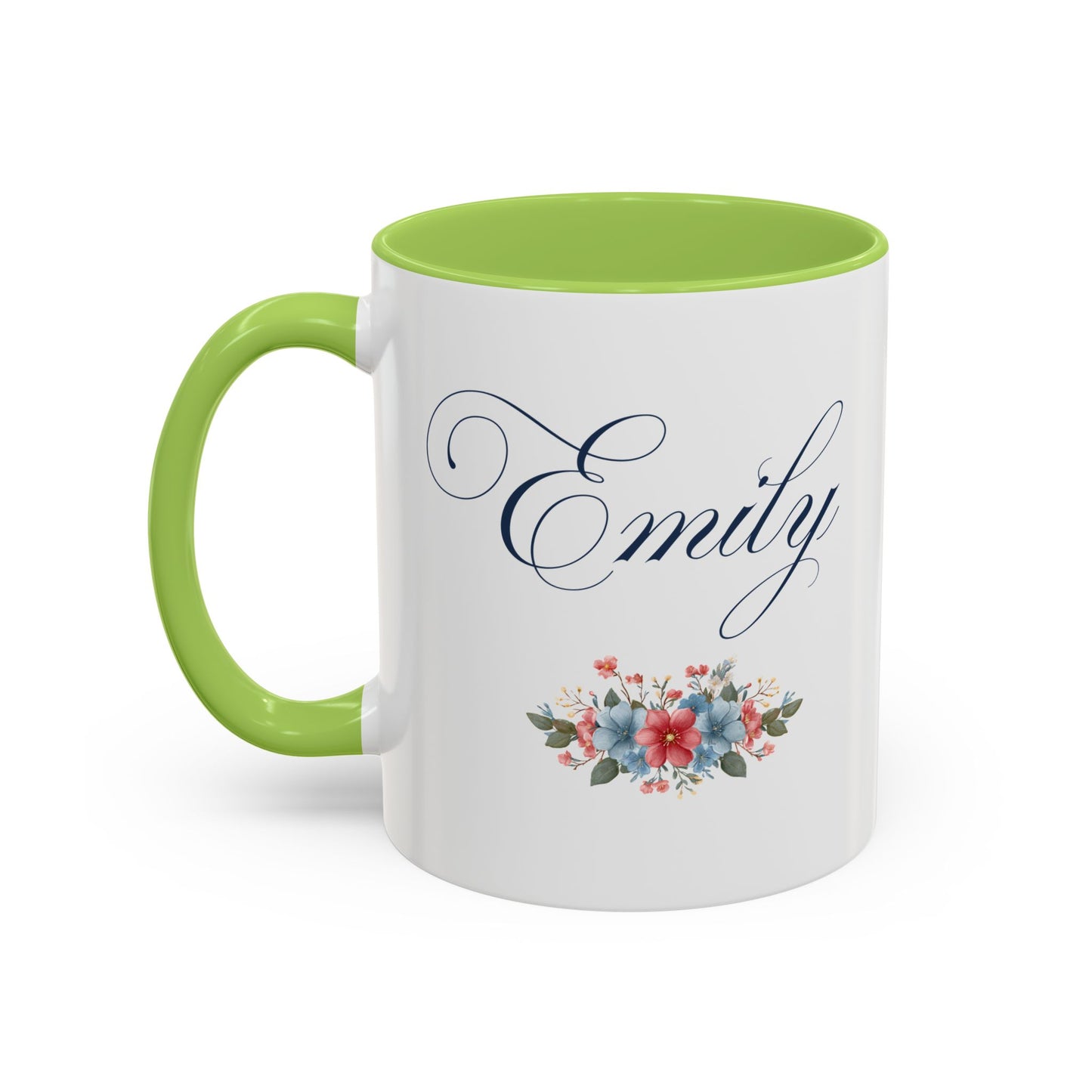 Personalized Patriotic Mug, Custom Name Ceramic Coffee Cup, USA Floral Accent Mug, Fourth of July Hostess Gift, 11oz 15oz