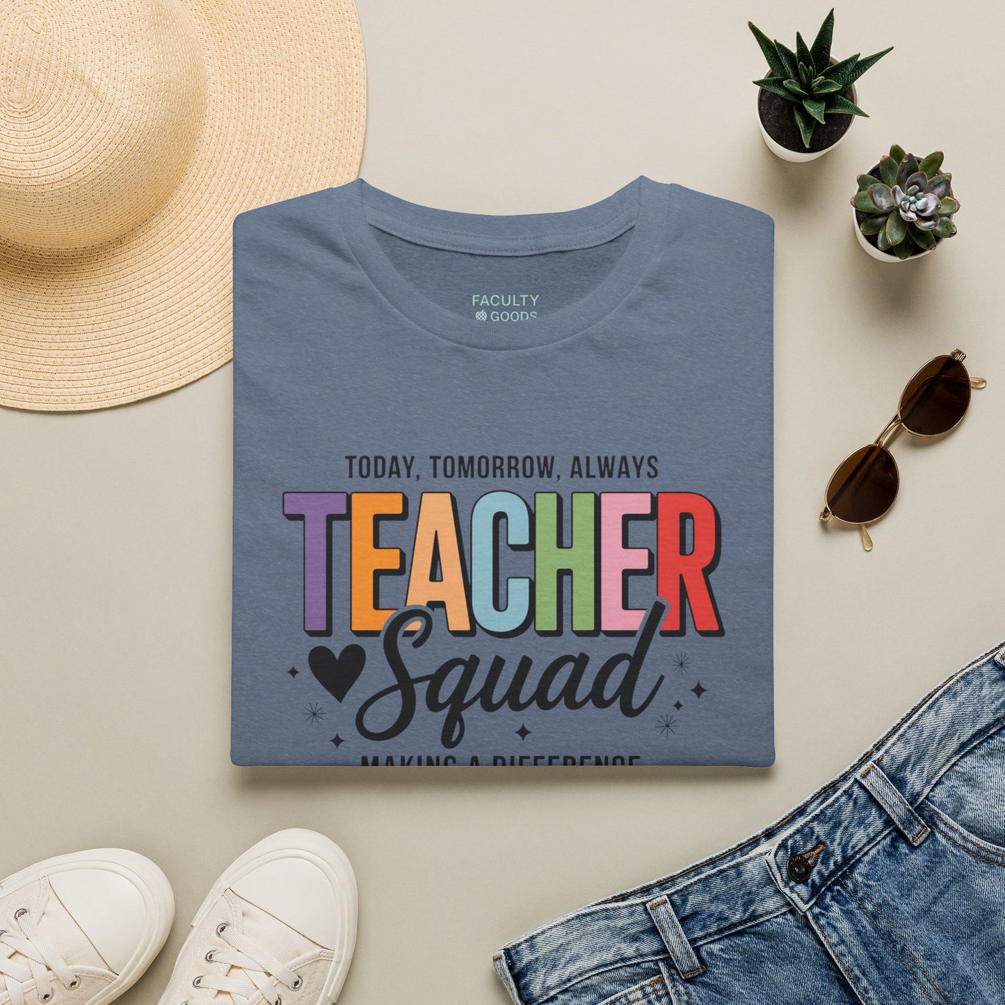 Teacher Squad Cotton T-Shirt: Colorful Matching Tee for Teacher Besties, S-4XL