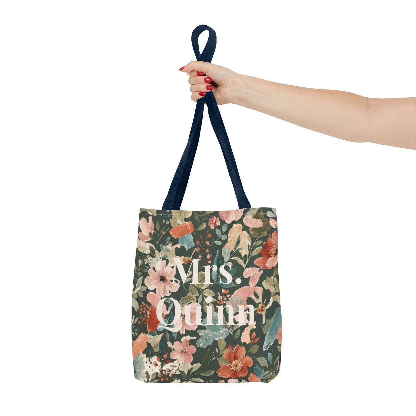 Personalized Floral Teacher Tote Bag: Custom Name Daily School Carryal