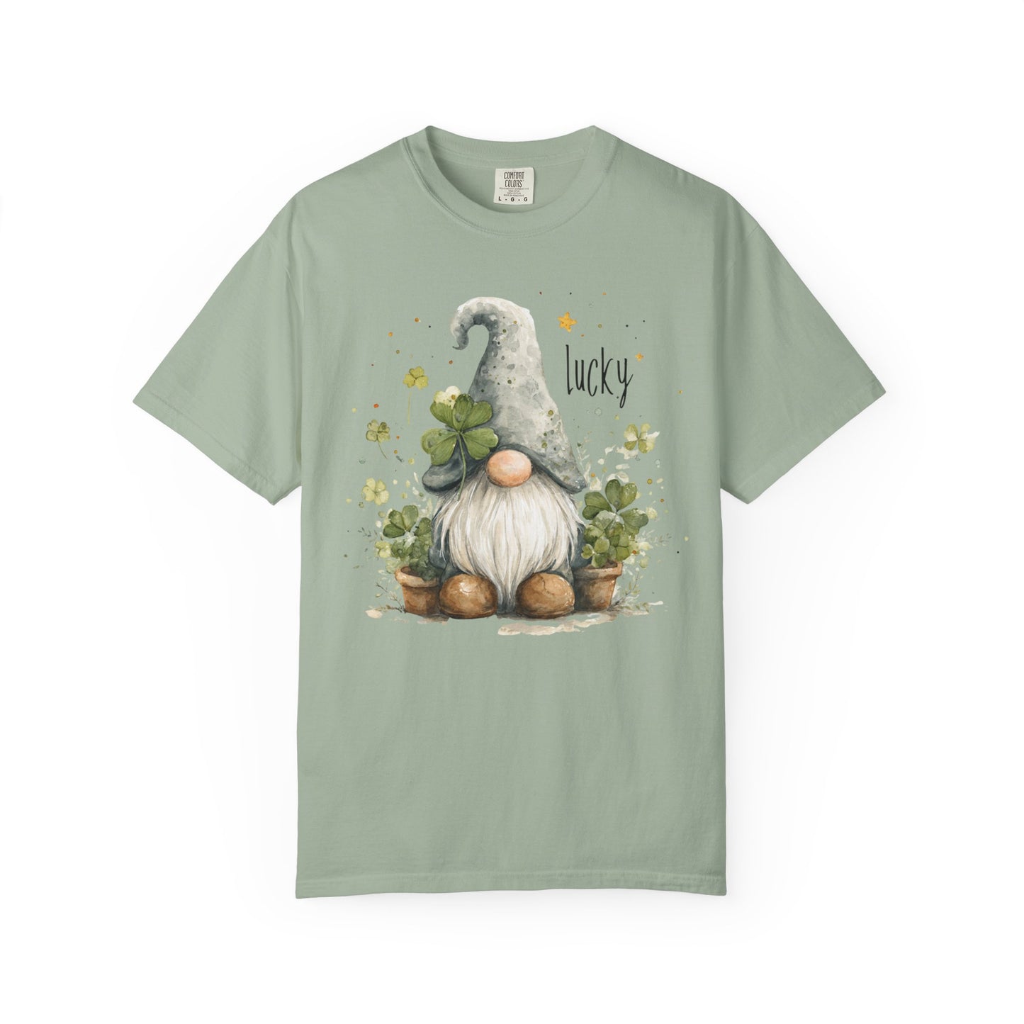 St. Patrick's Gnome T-Shirt — "Lucky" Shamrock Garden Tee