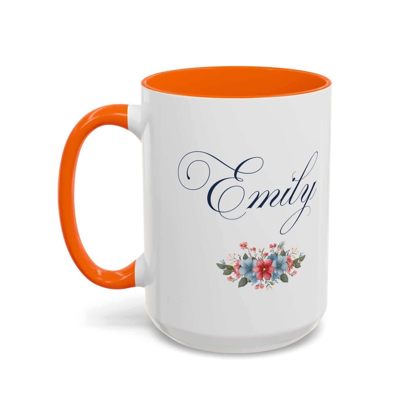 Personalized Patriotic Mug, Custom Name Ceramic Coffee Cup, USA Floral Accent Mug, Fourth of July Hostess Gift, 11oz 15oz