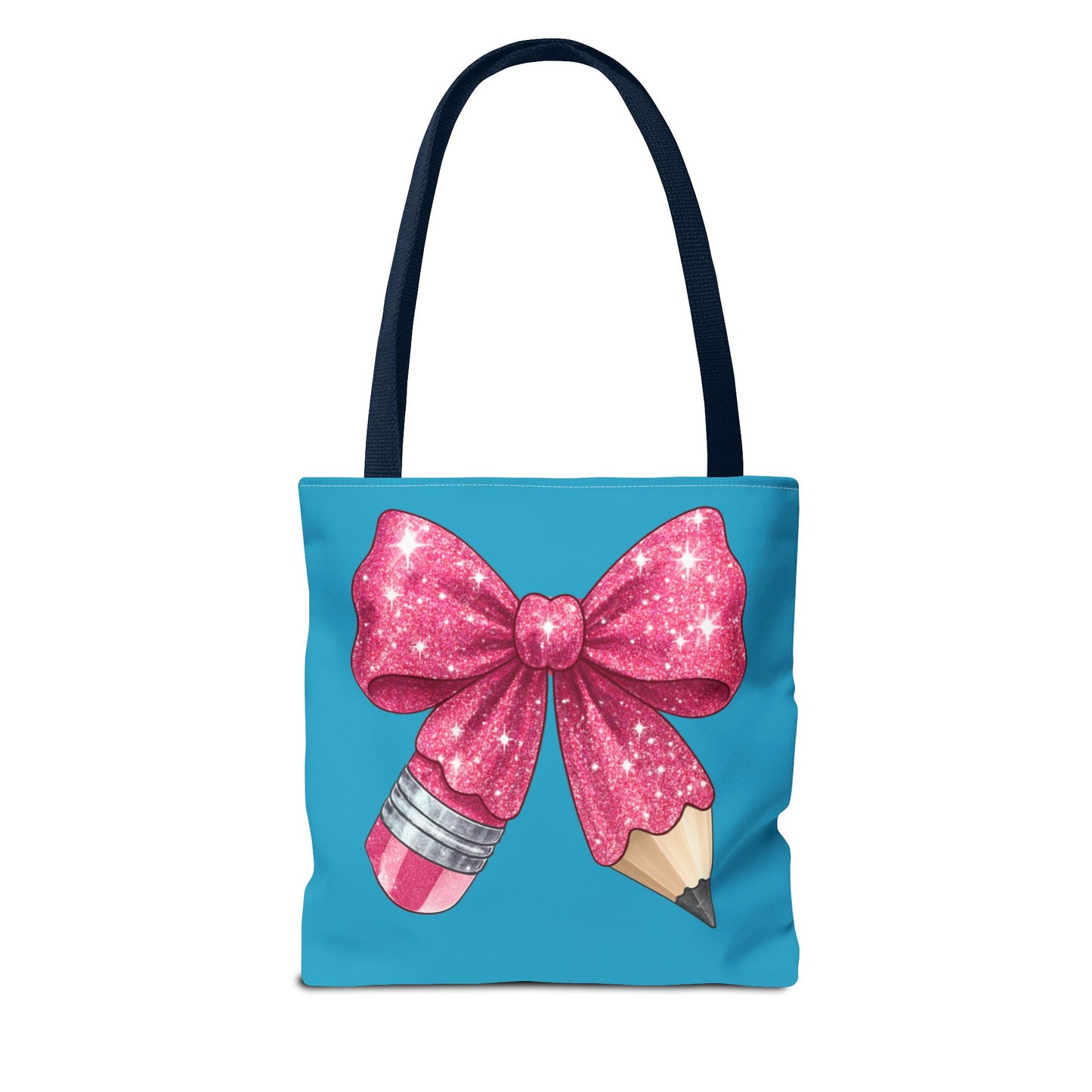 Pink Glitter Pencil & Eraser Tote Bag — Cute Teacher Gift