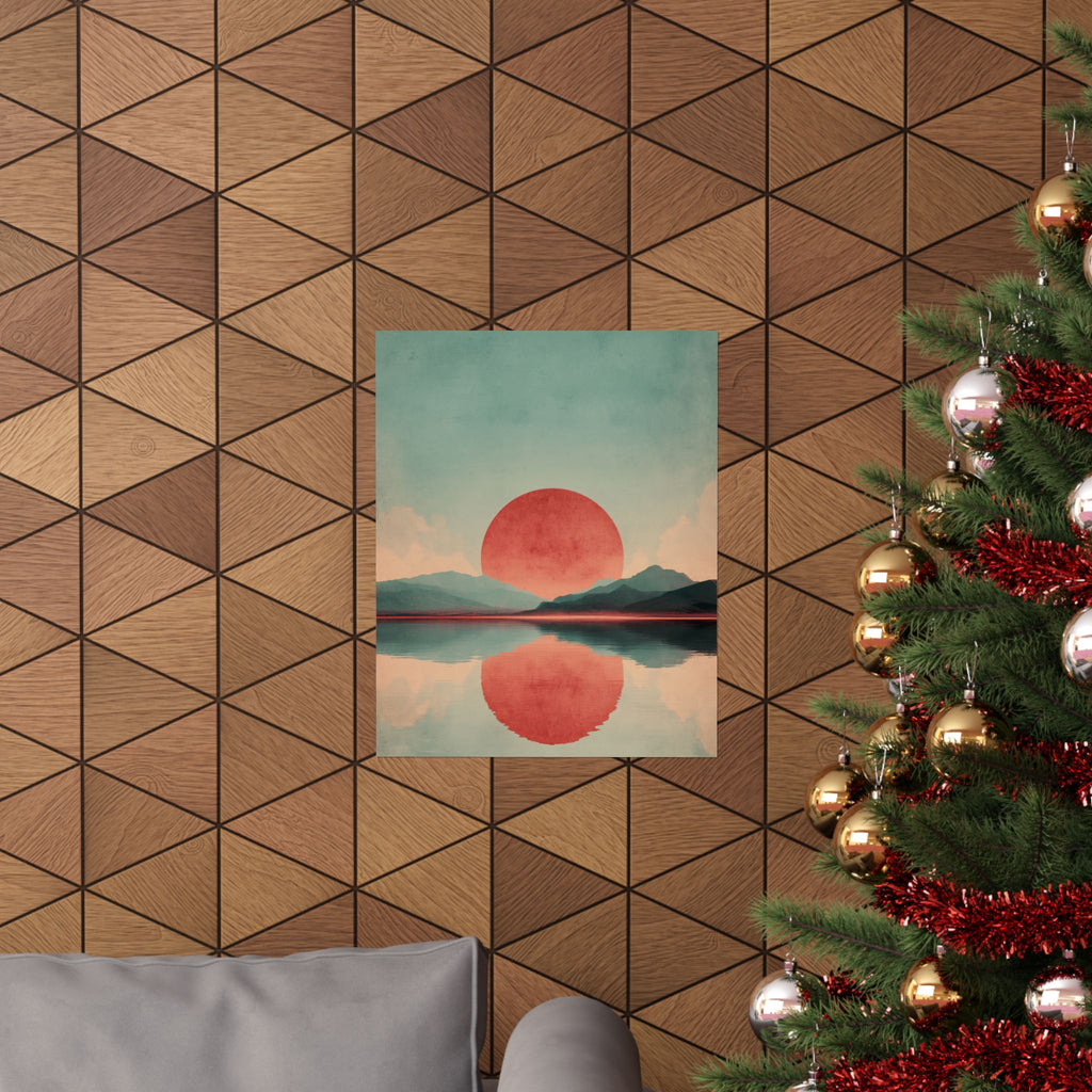 Sunset Reflection Matte Poster — Minimalist Landscape Wall Art