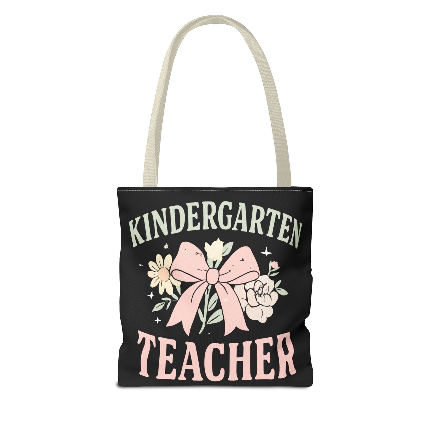 Kindergarten Teacher Floral Tote Bag – Cute Bow & Flowers Teacher Gift