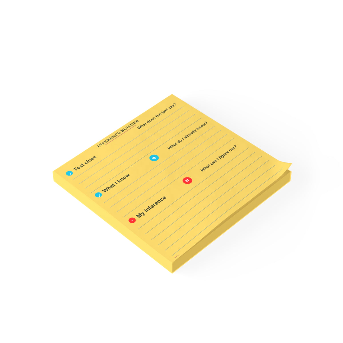 Inference Sticky Note Pad, 4×4 Reading Strategy Tool for Teachers