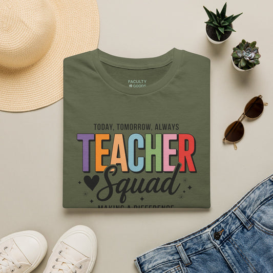 Teacher Squad Cotton T-Shirt: Colorful Matching Tee for Teacher Besties, S-4XL