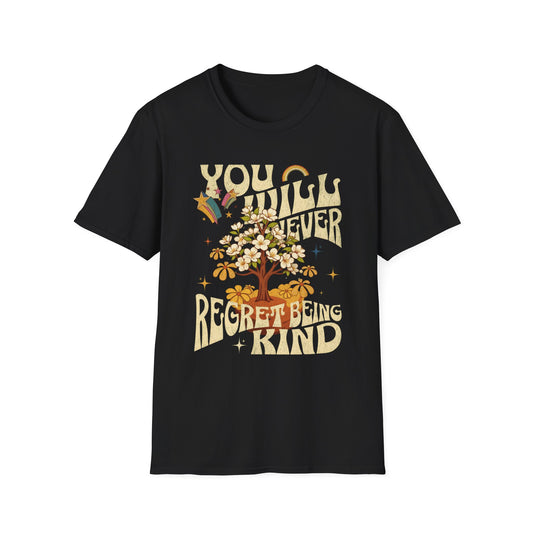 You’ll Never Regret Being Kind Vintage Graphic T-Shirt — Retro Floral Tree Kindness Tee