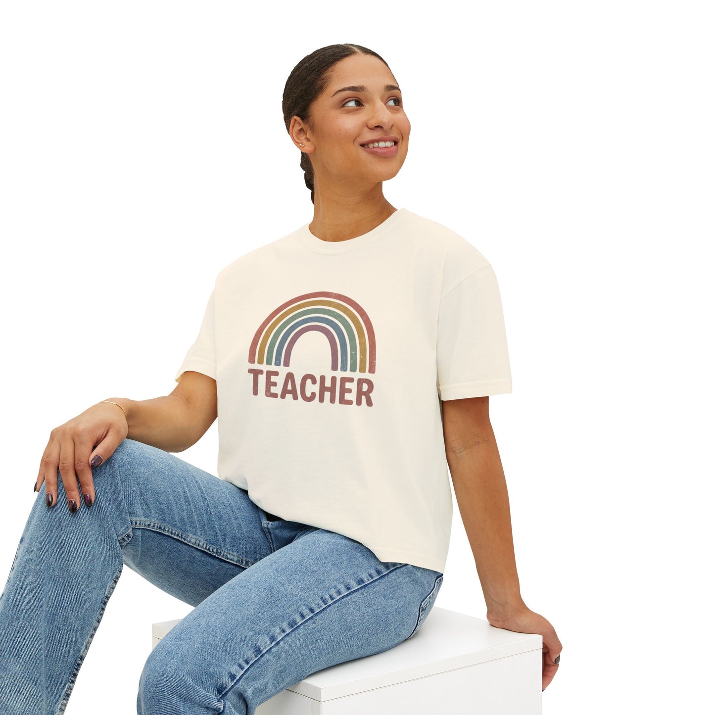 Teacher Rainbow Boxy Tee