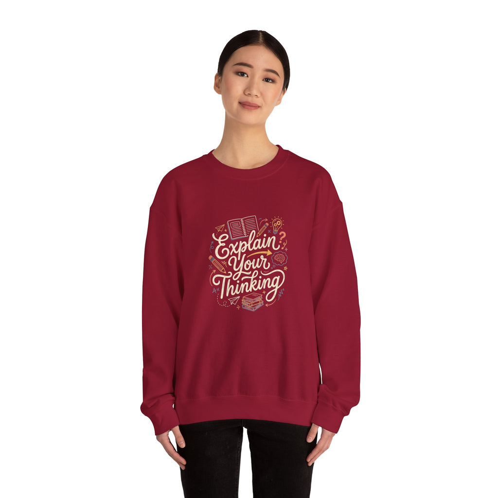 Explain Your Thinking Sweatshirt — Teacher & Tutor Coffee Cozy Crewneck
