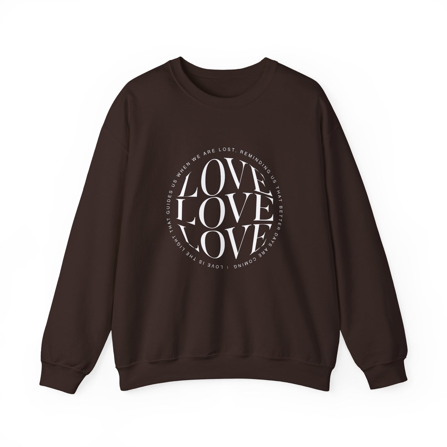 Love Circle Crewneck Sweatshirt — 'LOVE LOVE LOVE' Graphic Pullover