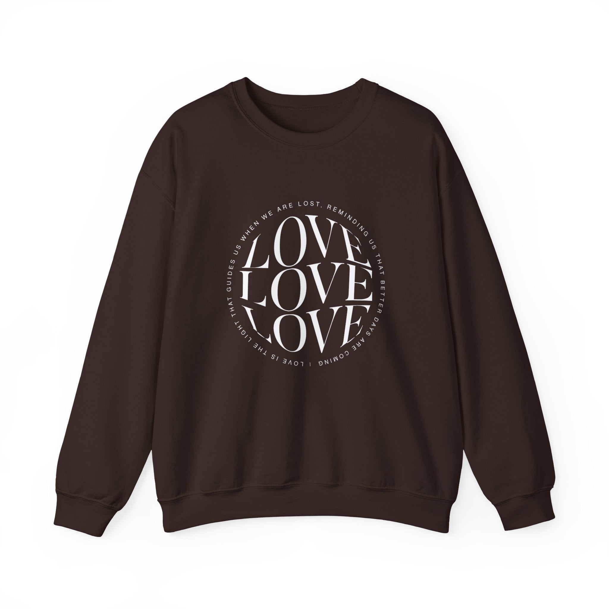 Love Circle Crewneck Sweatshirt — 'LOVE LOVE LOVE' Graphic Pullover