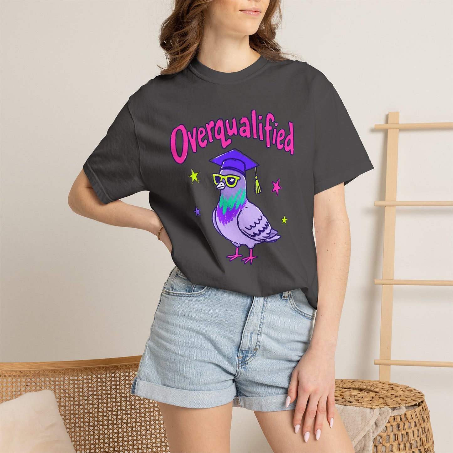 Overqualified Pigeon Graduation T-Shirt, Comfort Colors 1717