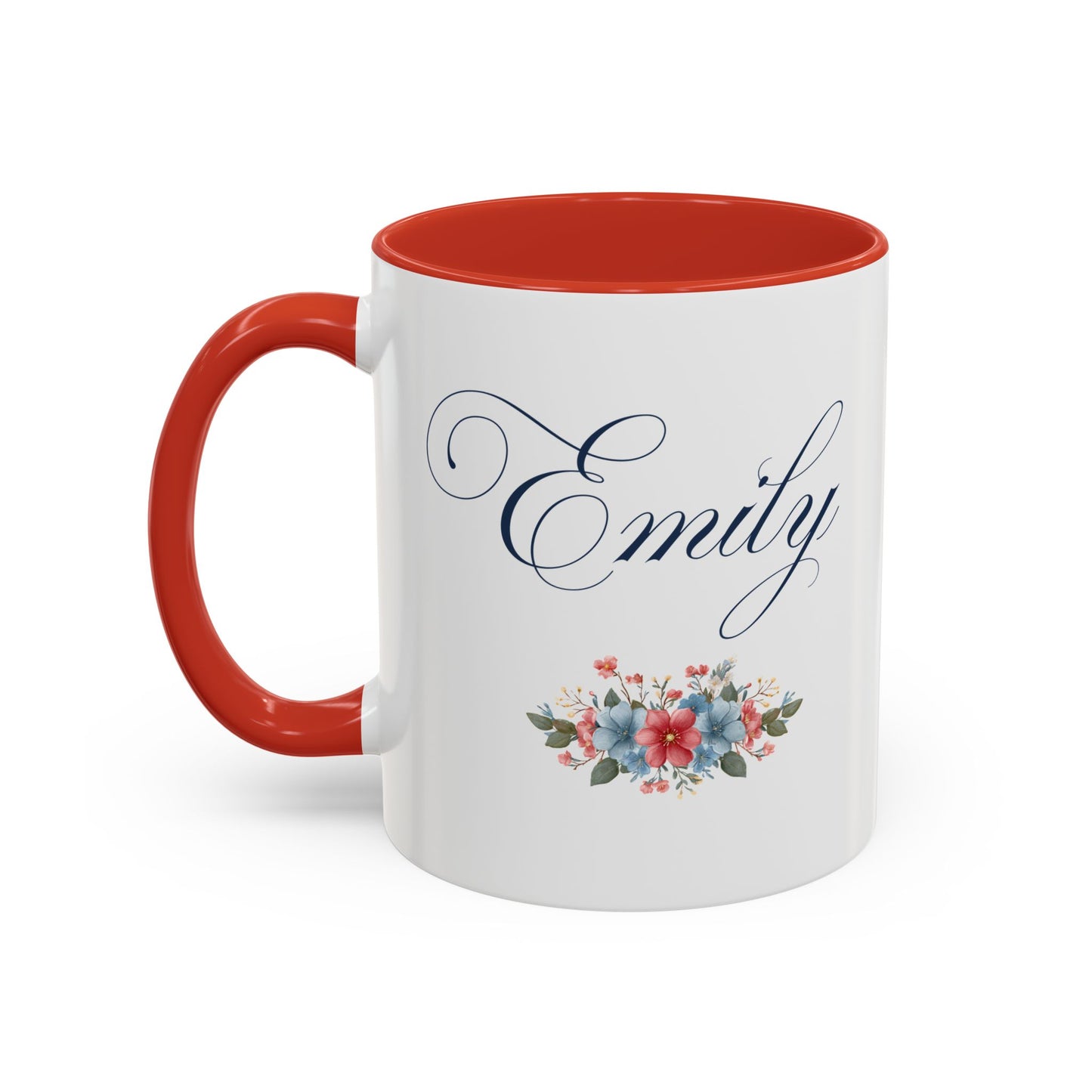 Personalized Patriotic Mug, Custom Name Ceramic Coffee Cup, USA Floral Accent Mug, Fourth of July Hostess Gift, 11oz 15oz