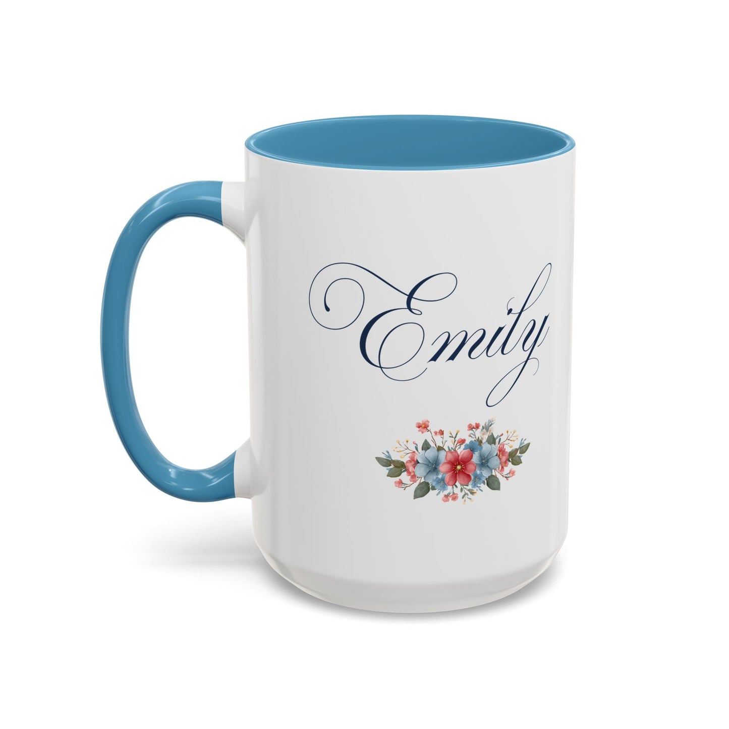 Personalized Patriotic Mug, Custom Name Ceramic Coffee Cup, USA Floral Accent Mug, Fourth of July Hostess Gift, 11oz 15oz