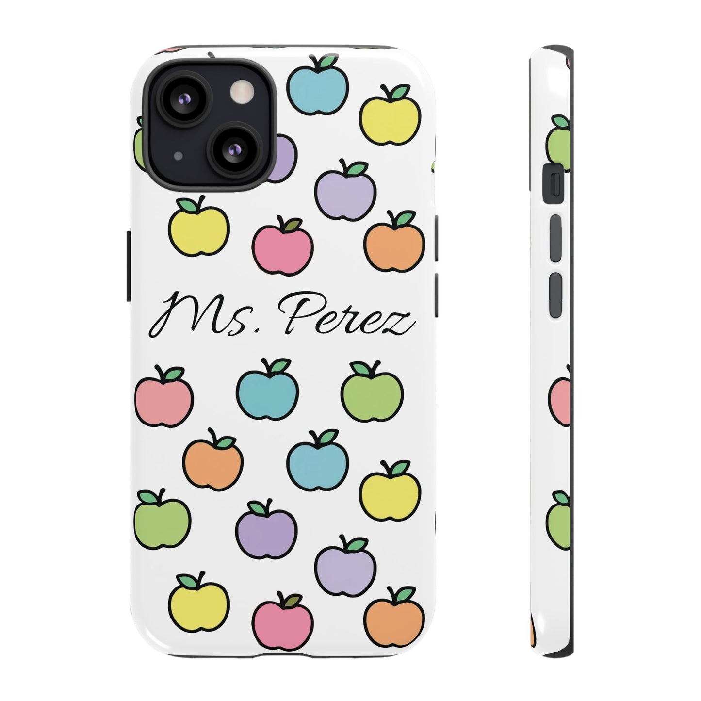 Personalized Teacher Apple Phone Case | Custom Name Teacher iPhone Case | Cute Apple Pattern Phone Case | Teacher Gift