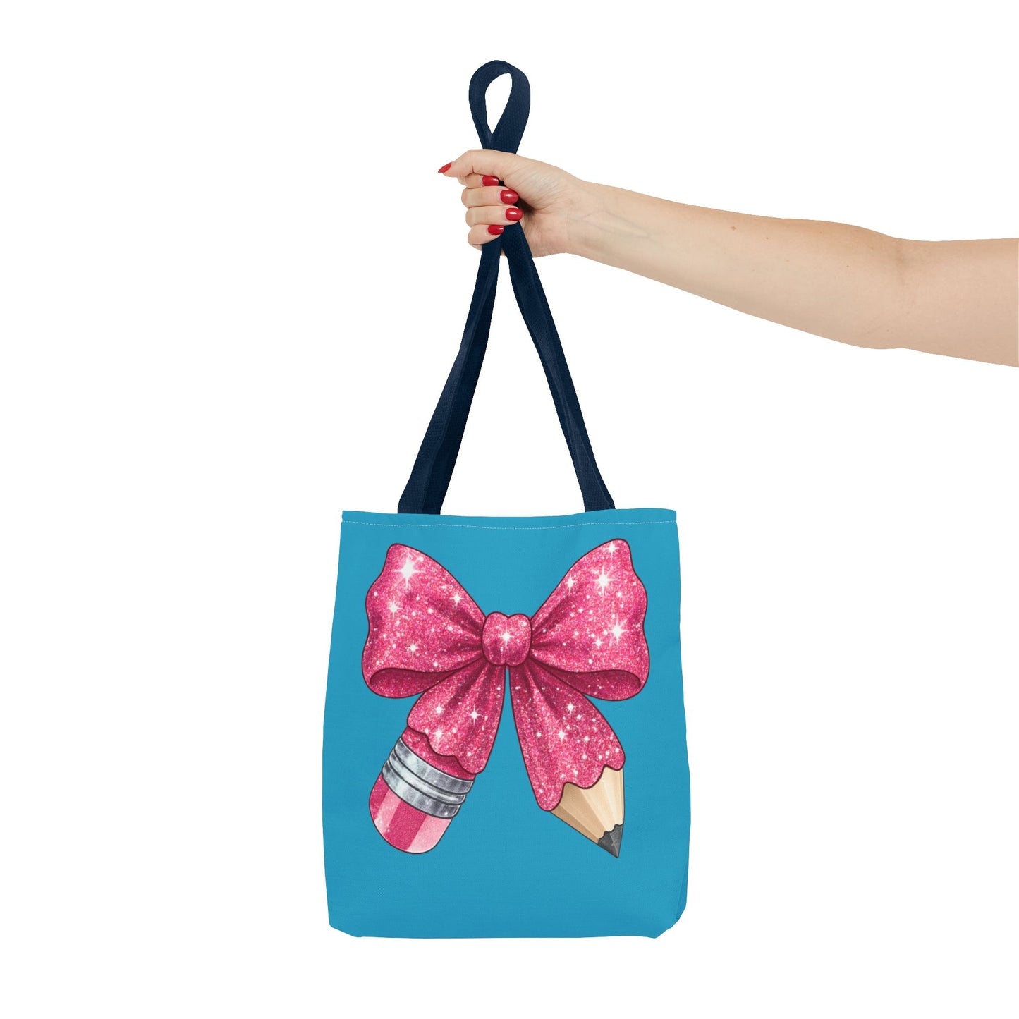 Pink Glitter Pencil & Eraser Tote Bag — Cute Teacher Gift