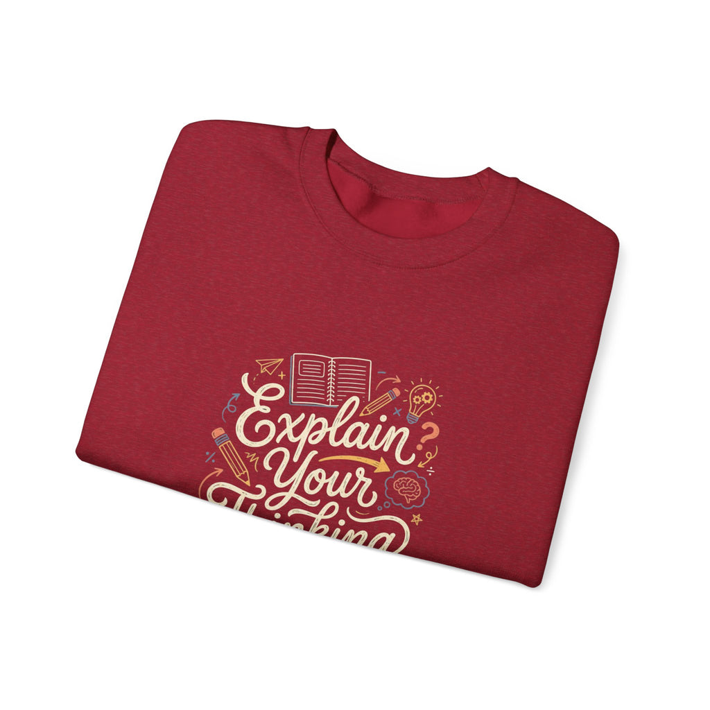 Explain Your Thinking Sweatshirt — Teacher & Tutor Coffee Cozy Crewneck