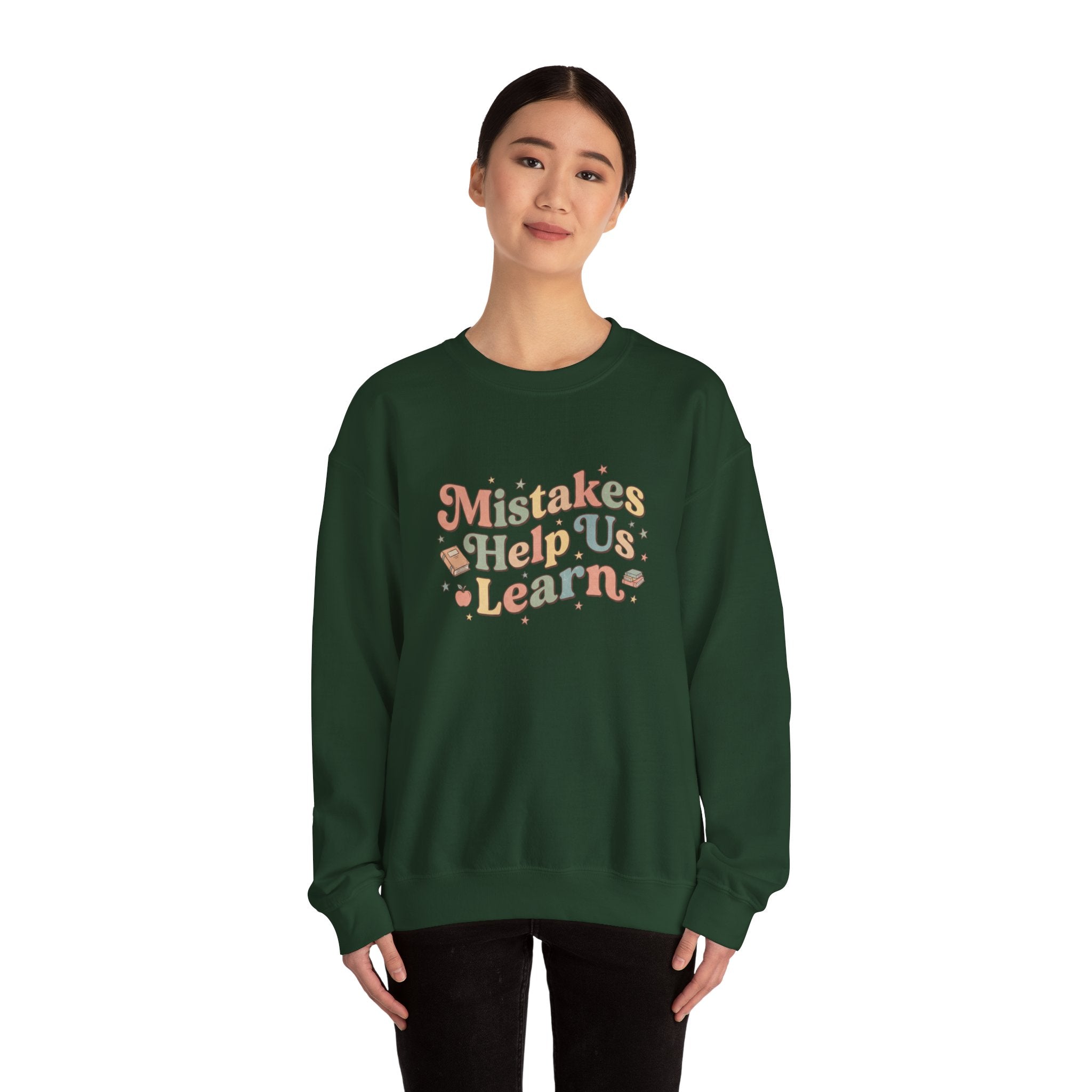 Mistakes Help Us Learn Crewneck Sweatshirt — Retro Inspirational Cozy Pullover