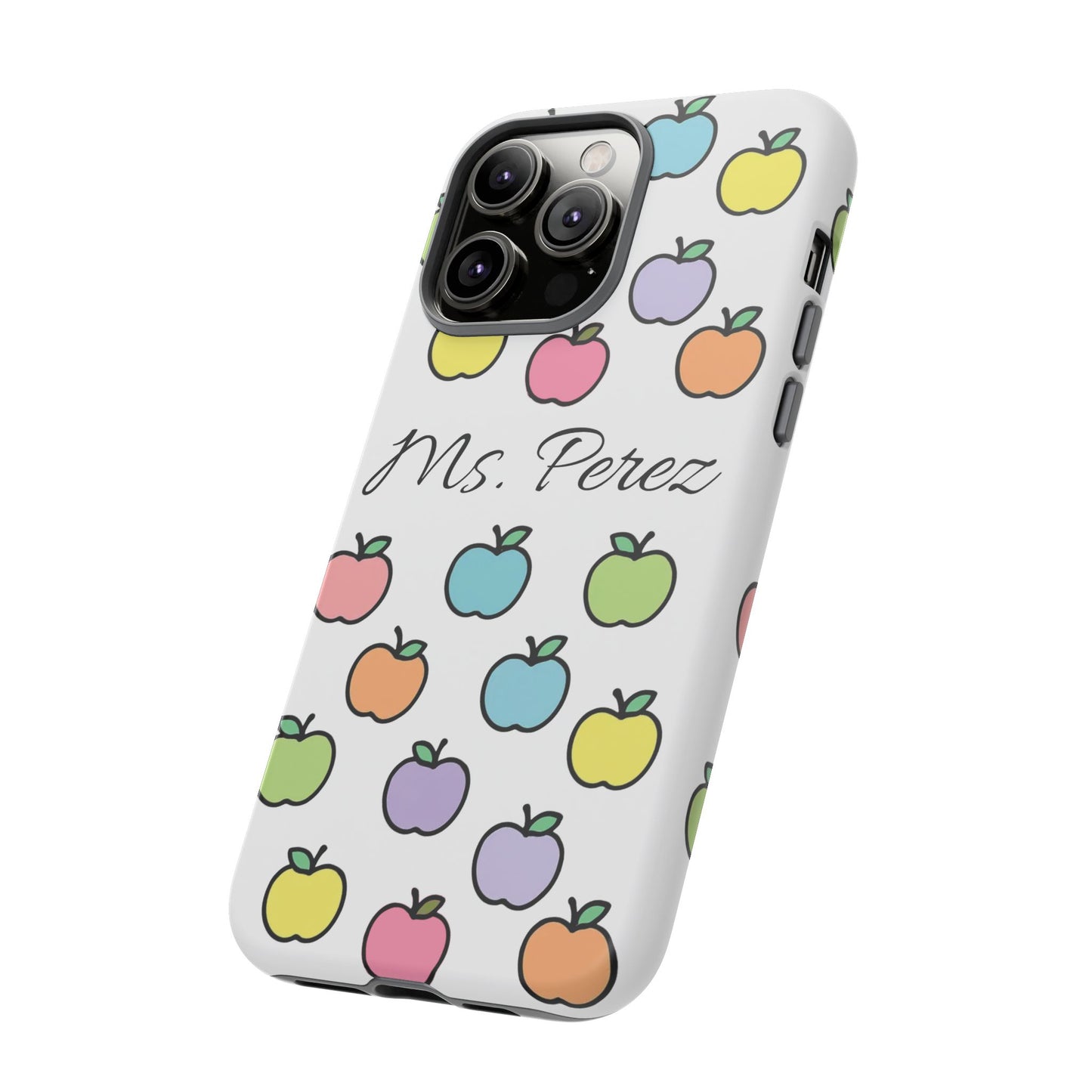 Personalized Teacher Apple Phone Case | Custom Name Teacher iPhone Case | Cute Apple Pattern Phone Case | Teacher Gift