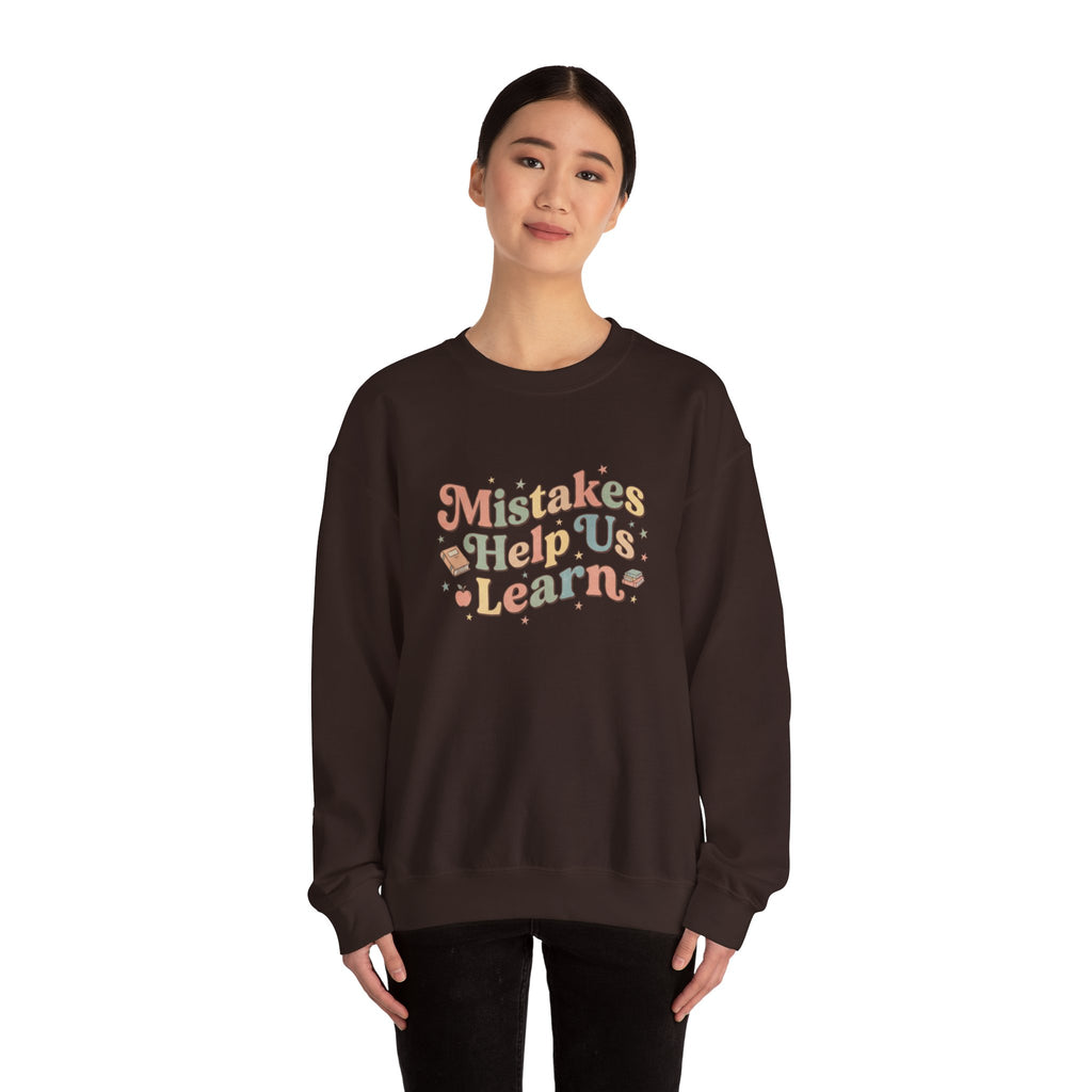 Mistakes Help Us Learn Crewneck Sweatshirt — Retro Inspirational Cozy Pullover